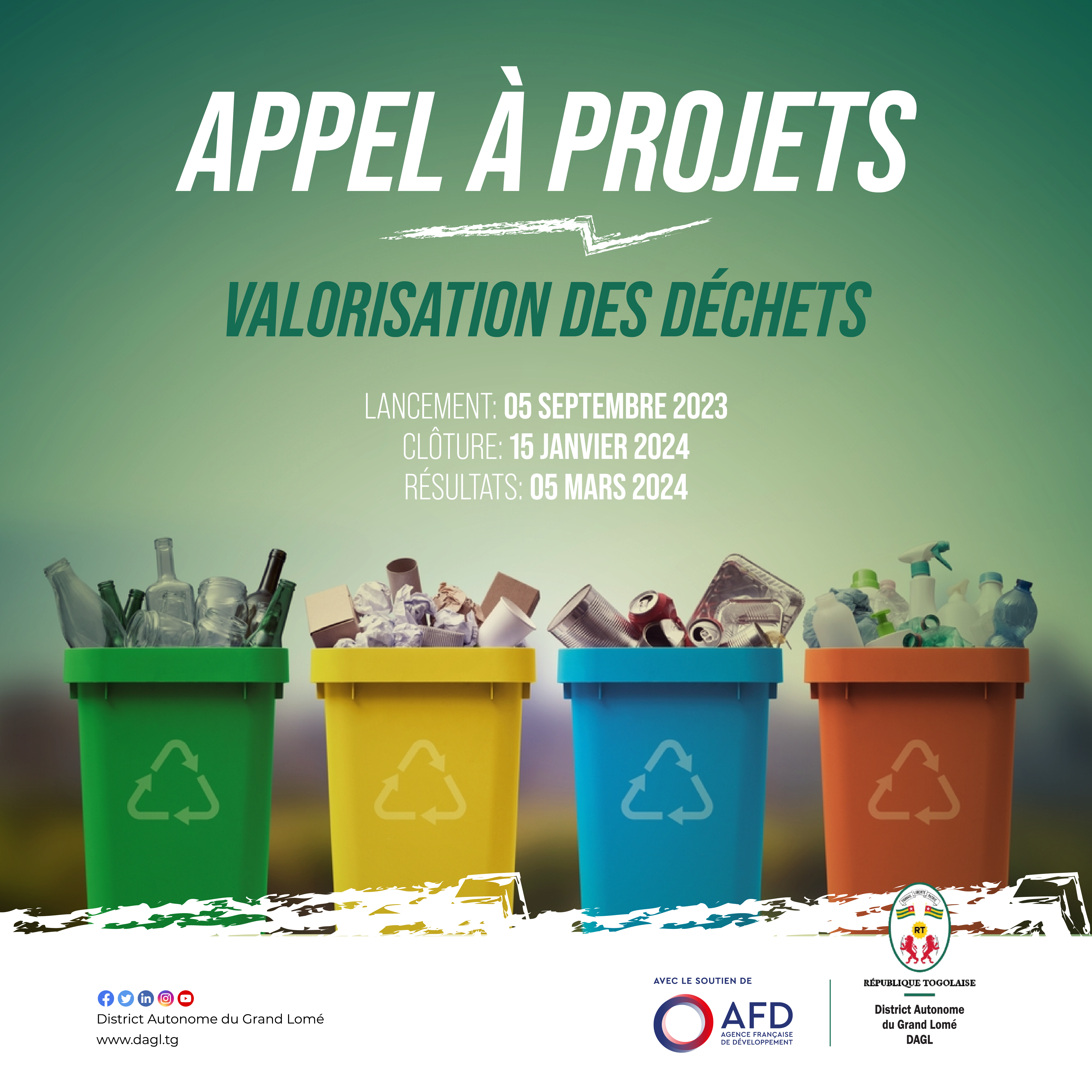 Appel à projets à destionation des structures de valorisations des déchets opérant sur le territoire du Grand Lomé